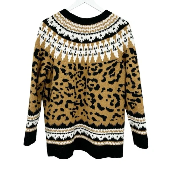 Torrid Vegan Cashmere Leopard Print Fair Isle Sweater Black Tan Size 1X - Picture 4 of 6